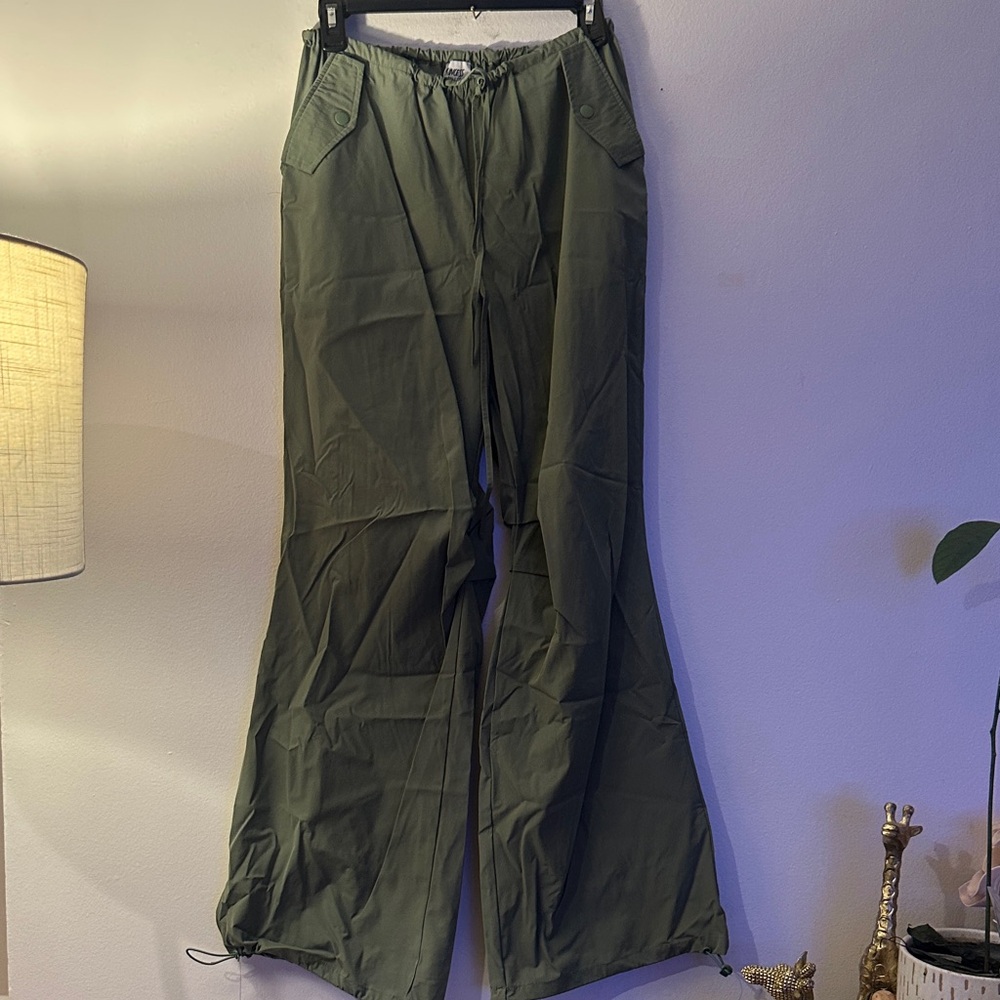 Princess Polly Khaki Wide-Leg Trousers - Preloved